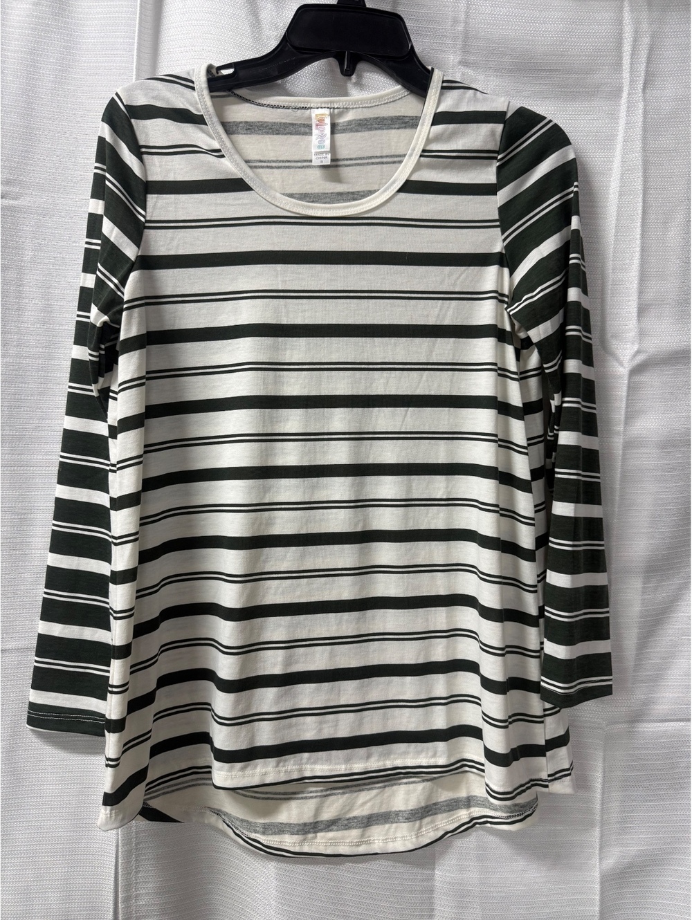 LuLaRoe Women's Small Black and White Striped Long Sleeve Shirt